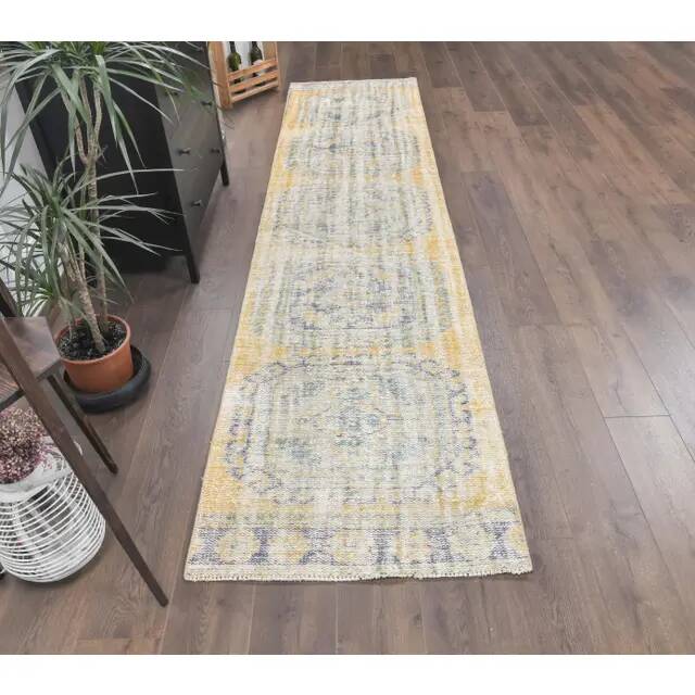 1970s Turkish Oushak Wool Distressed Rug 81x352