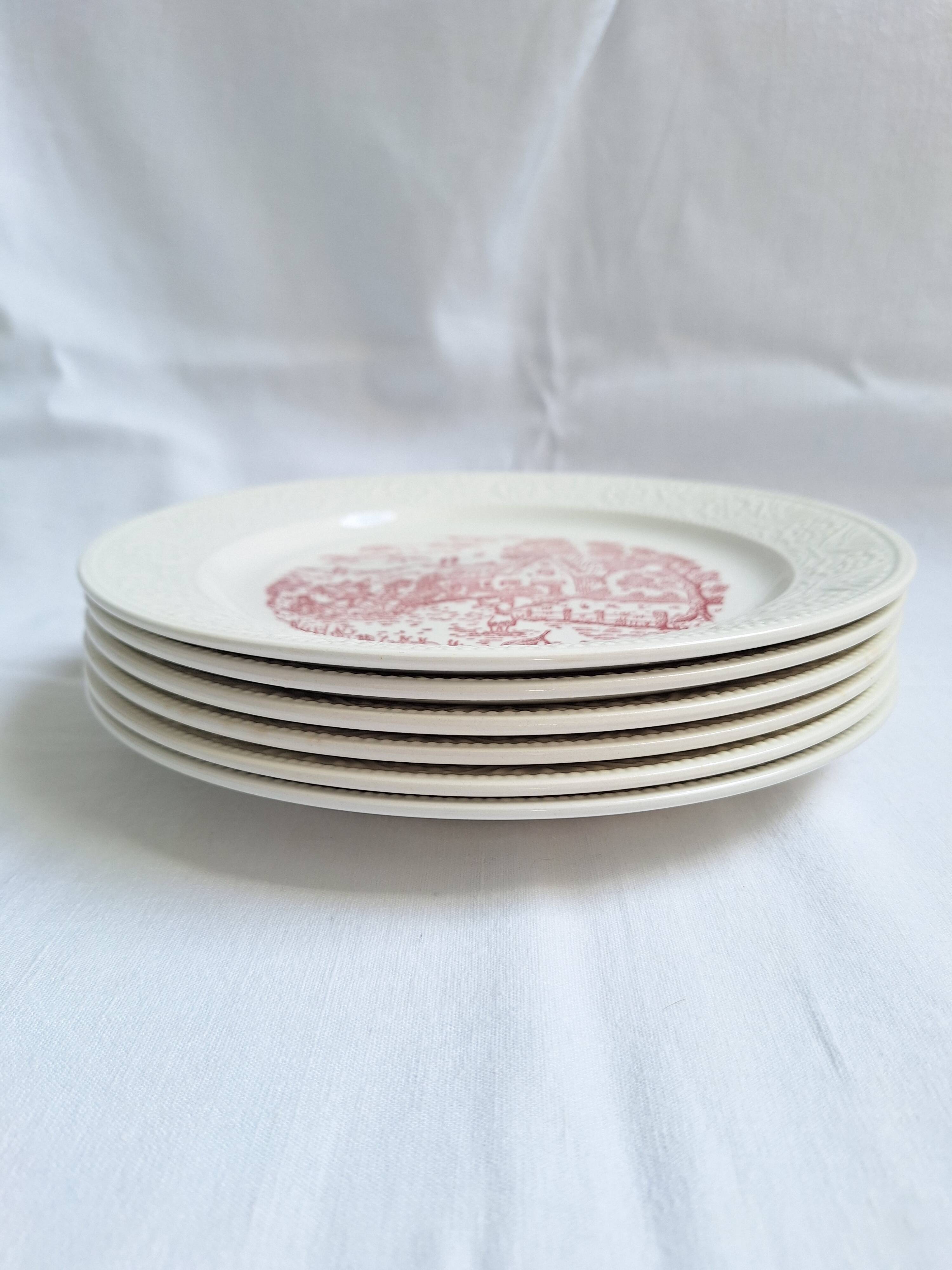Vintage pink/red dinner plates