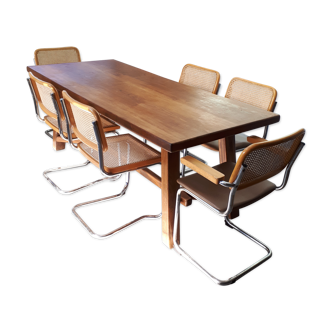 Dining room table farm and 6 chairs style breuer