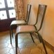 Pair of chairs school workshop wood and metal tubular