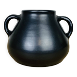 Black ceramic pot-bellied vase from the 50s