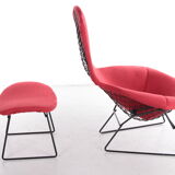 Design Harry bertoia for Knoll, Model Bird Armchair with Ottoman, 1980s