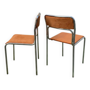 Chaises chromées 70s - velours