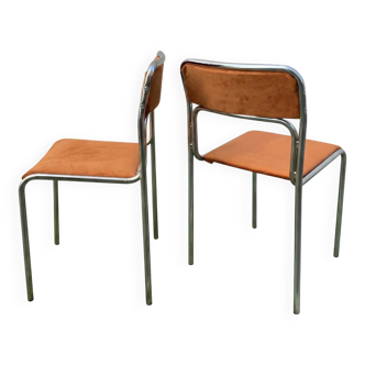 Chrome chairs from the 70s – orange velvet seat
