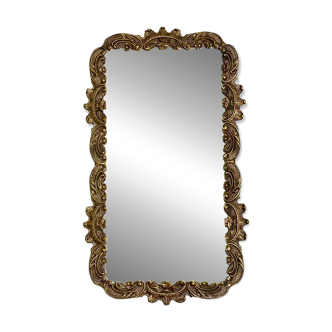 Rectangular vintage wall mirror with bronze frame, bronze mirror