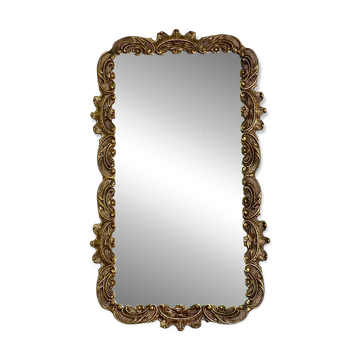 Miroir mural rectangulaire vintage avec cadre en bronze, miroir en bronze