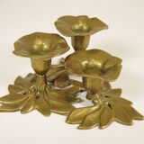 "Flowers" candle holder with three brass bobeches