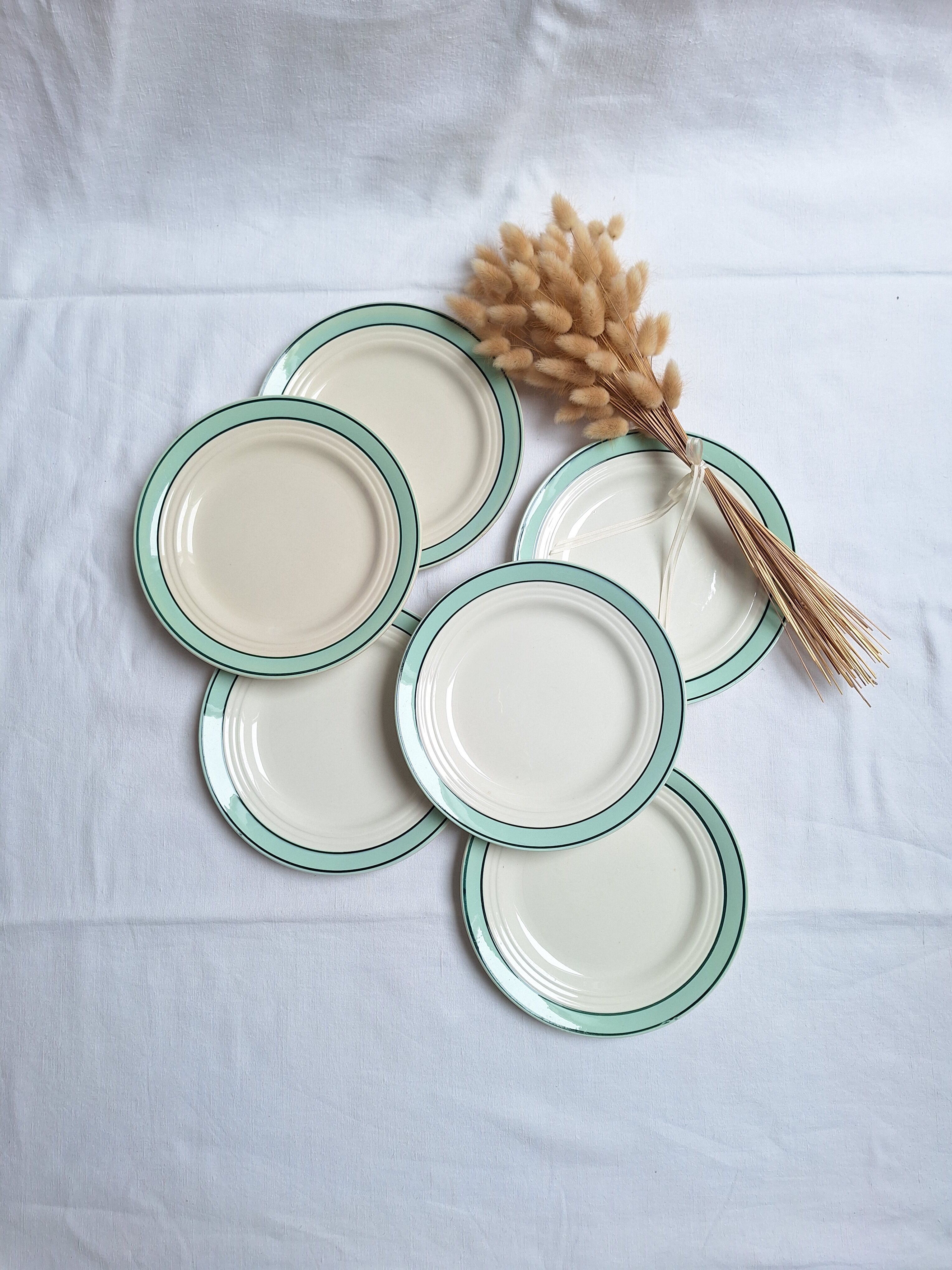Assiettes plates Céranord - Modèle Amanda vert