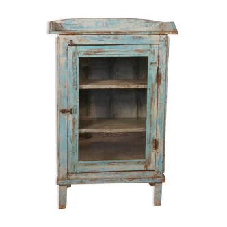 Old glazed pantry in original blue patina Burmese teak