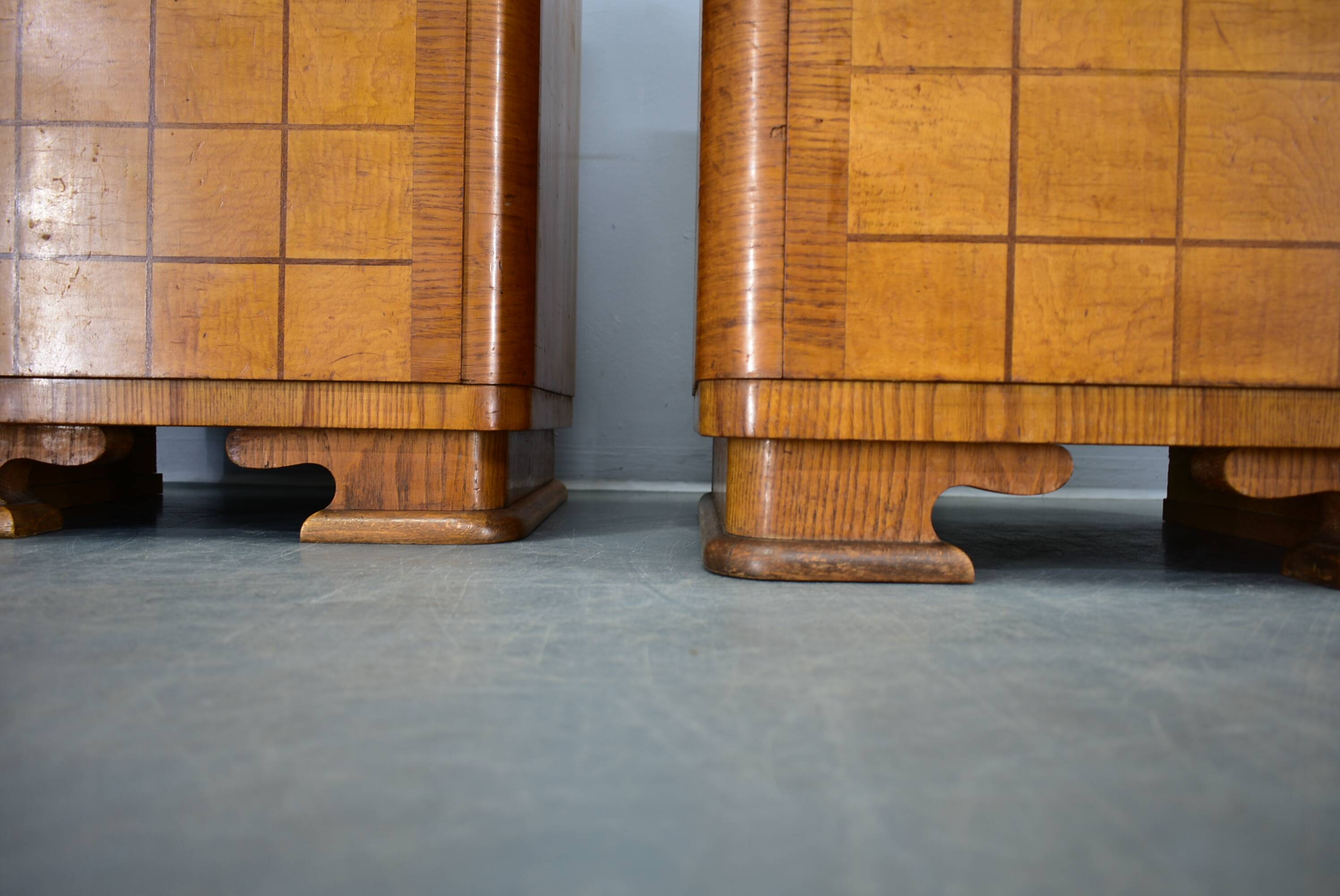 1940s pair of Art Deco bedside tables, Czechoslovakia
