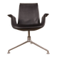 Fauteuil danois en cuir noir et acier chromé, modèle fk 6725 ou « tulip chair » par preben fabricius