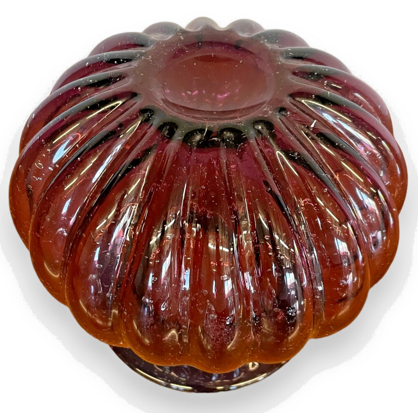 Purple gadrooned glass vase 367006