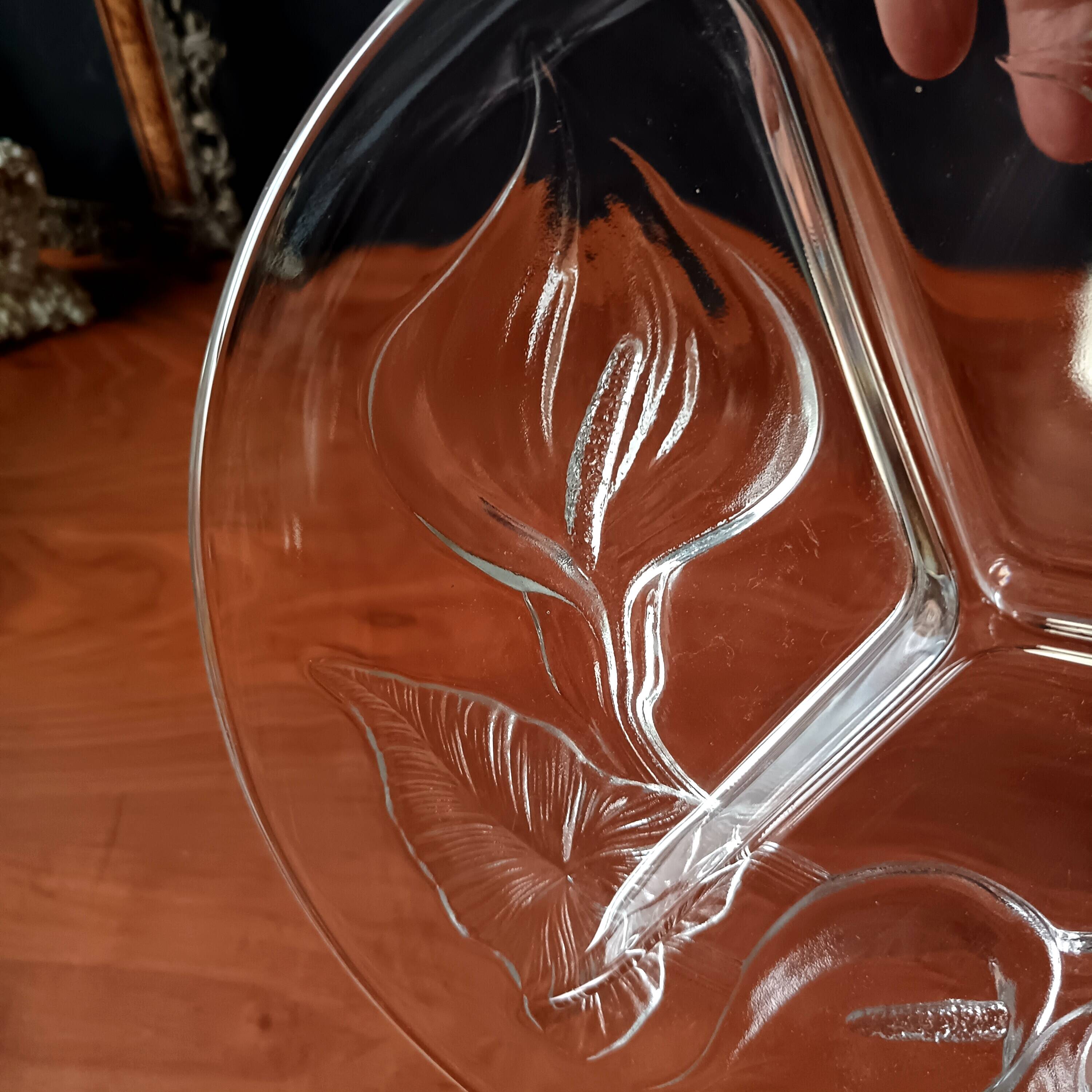 Plar apéritif vintage 4 compartiments verre et métal doré