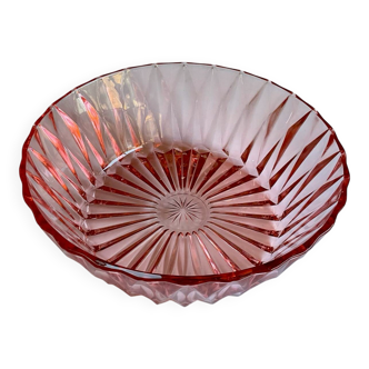 Cut glass salad bowl in pink glass