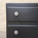 Vintage wooden black dresser metal handles