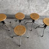 Set of 5 flambo adjustable industrial stools