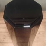 Pair of octagonal black lacquered wooden side tables