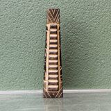 Modernist ceramic vase, signed, with incised geometric tribal decoration.
