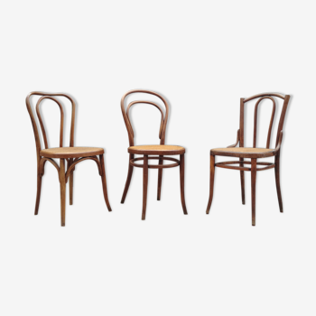 Trio de chaises bistrot en bois courbé Thonet et Fischel