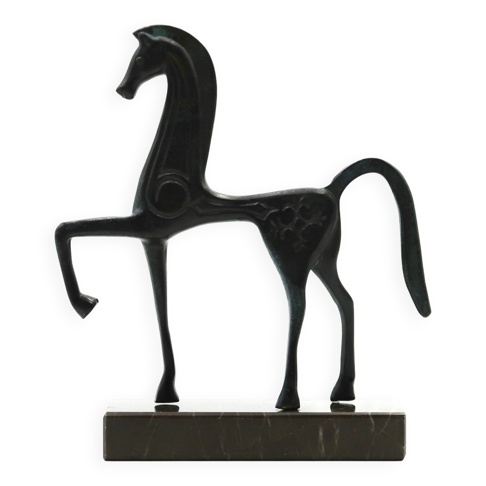 Etruscan Greek horse sculpture in bronze, 1950s