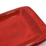 Rectangular ceramic catchall in red by Jean and Robert Cloutier.