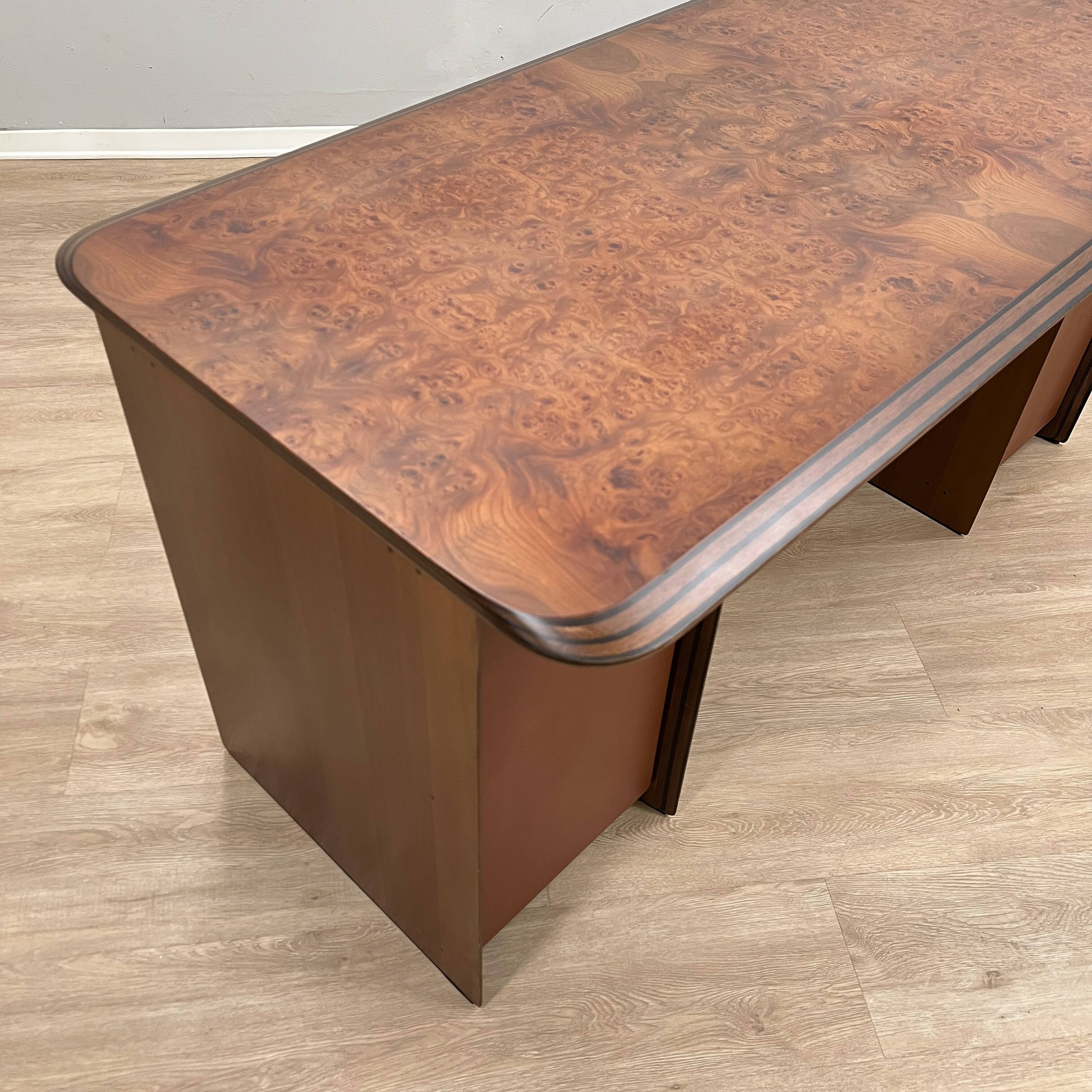Afra & Tobia Scarpa "Artona" walnut burl Executive Desk for Maxalto 1975