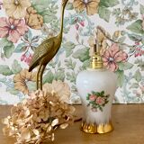 Vintage tulip ride in white opaline drawings of roses