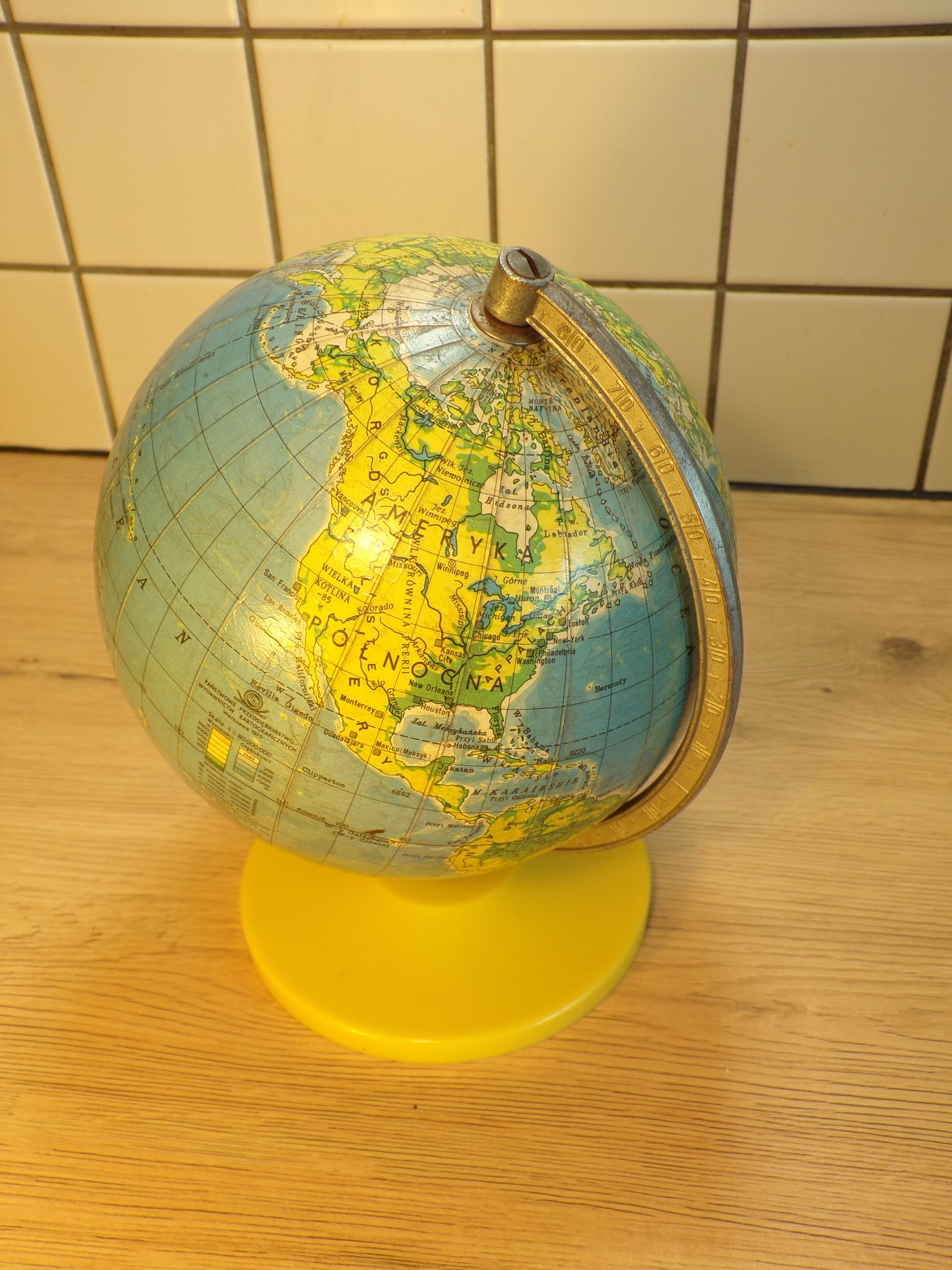 Vintage globe in Polish
