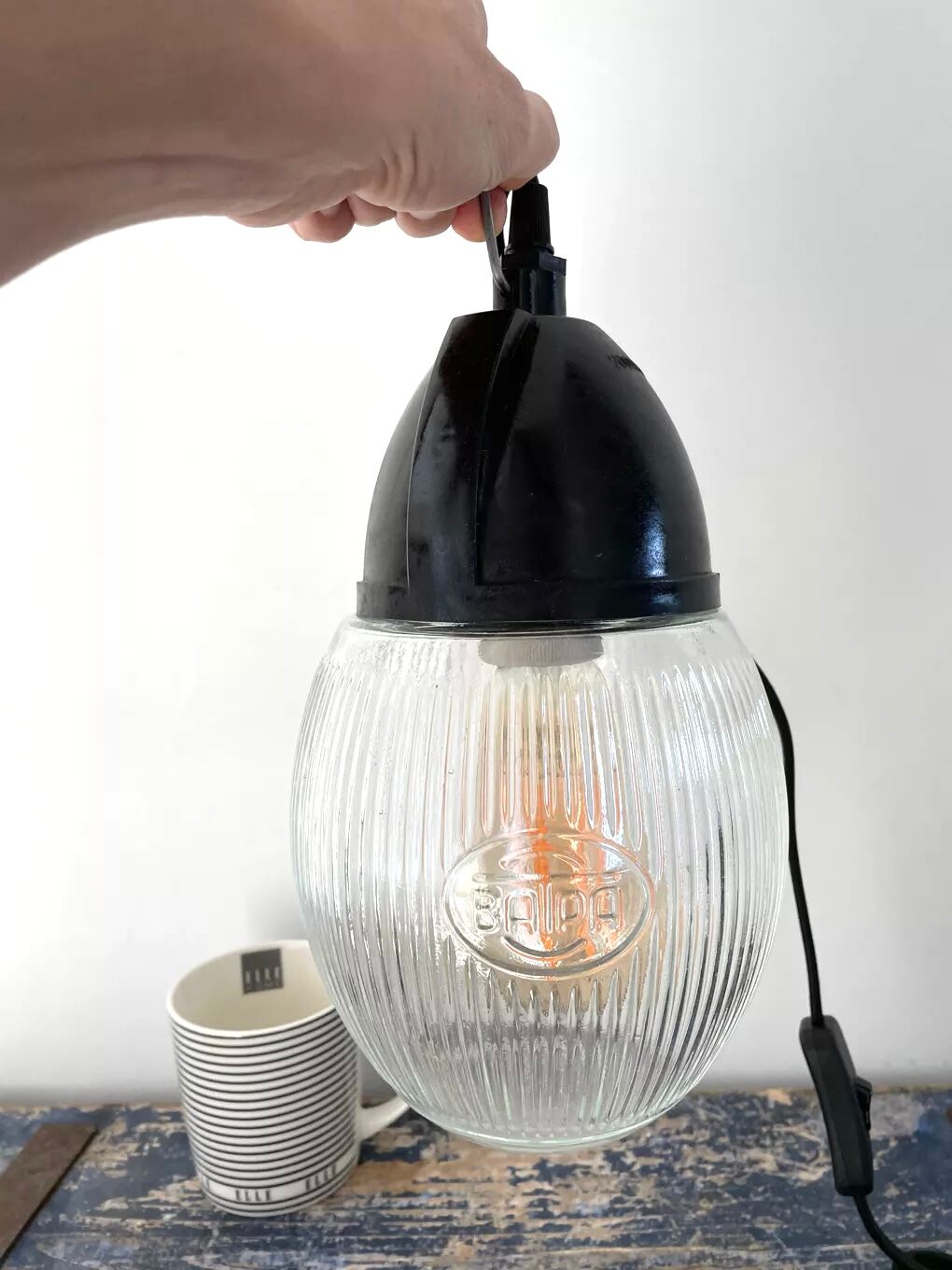 Set of two vintage industrial walkmen made of prismatic glass