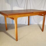 Scandinavian extendable rectangular table in blond teak