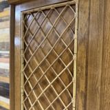 Armoire vintage en rotin et chêne