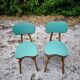 Set of 2 wooden/green chairs