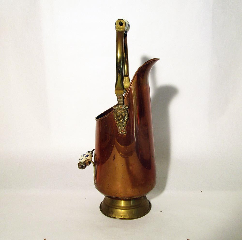 Copper and brass coal bucket