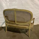 Braided wooden bench.