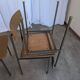 Set of 6 Vintage Industrial School Chairs: Brown Fabric, Black Metal Base