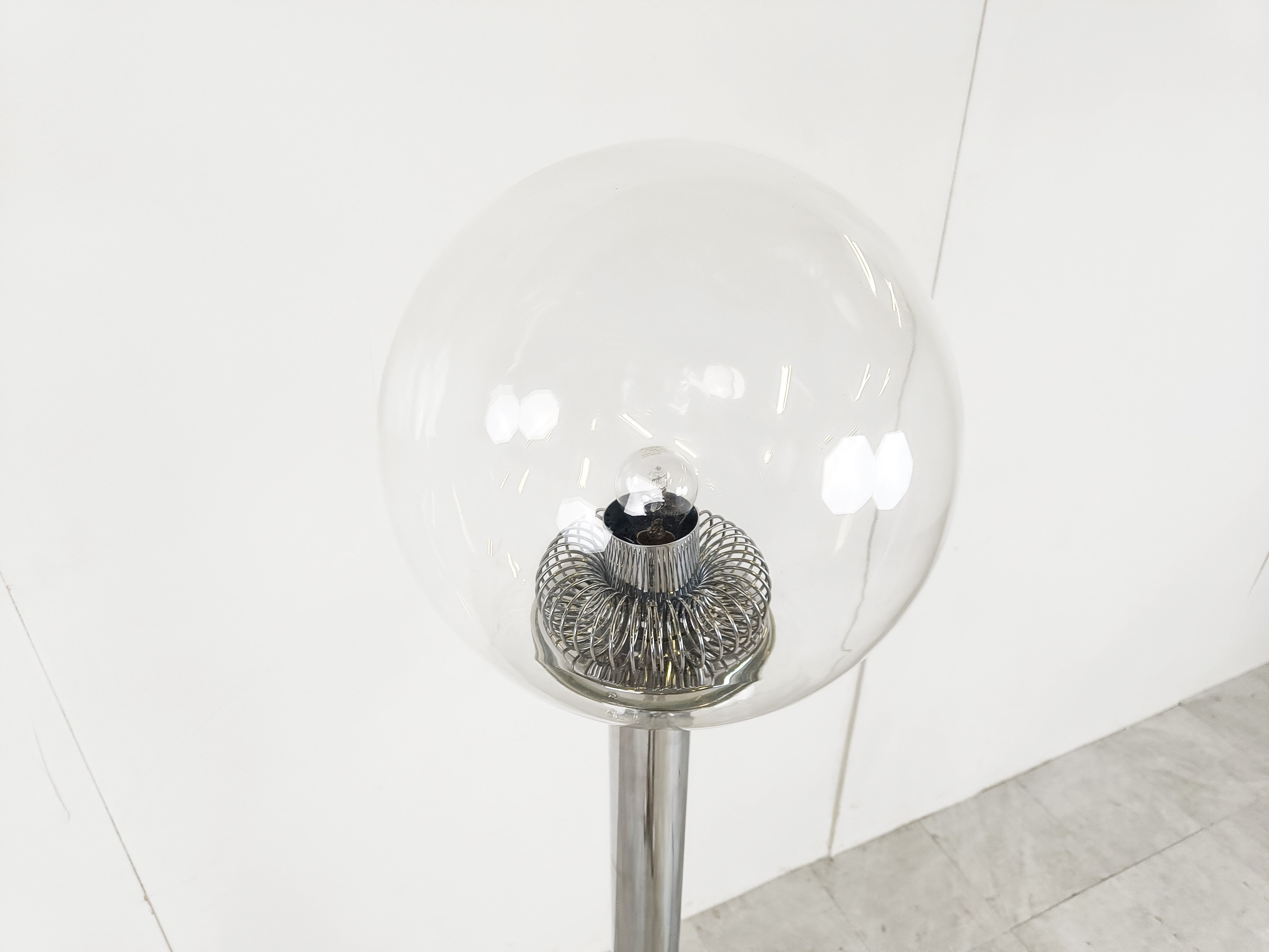 Vintage chrome and glass floor lamp, 1970s