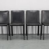 1980s Set of Four Dining Chairs in Leather in Matteo Grassi Style, Italy