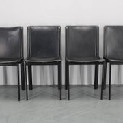 1980s Set of Four Dining Chairs in Leather in Matteo Grassi Style, Italy