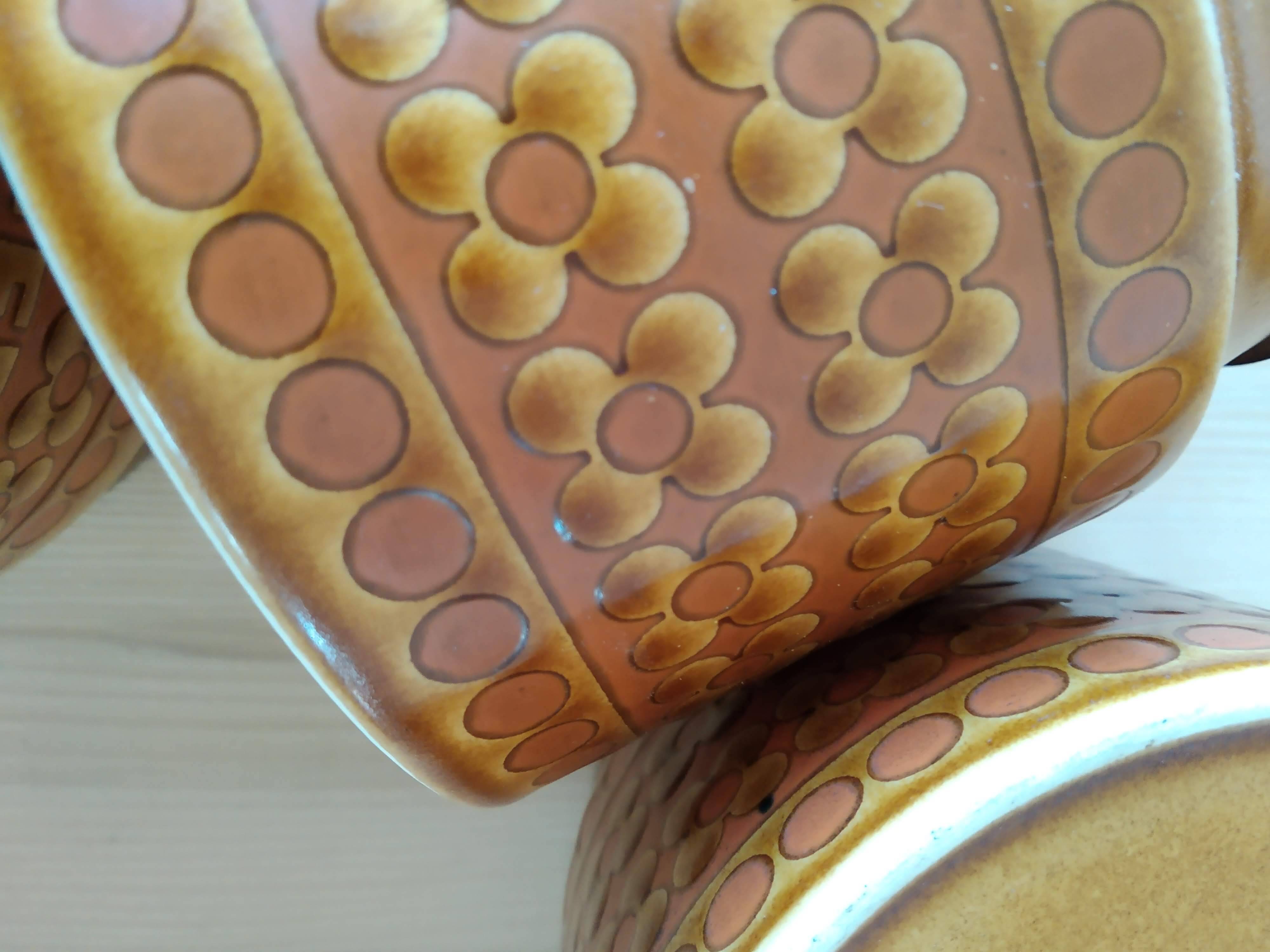 Set of 2 vintage Hornsea Saffron round ceramic tins