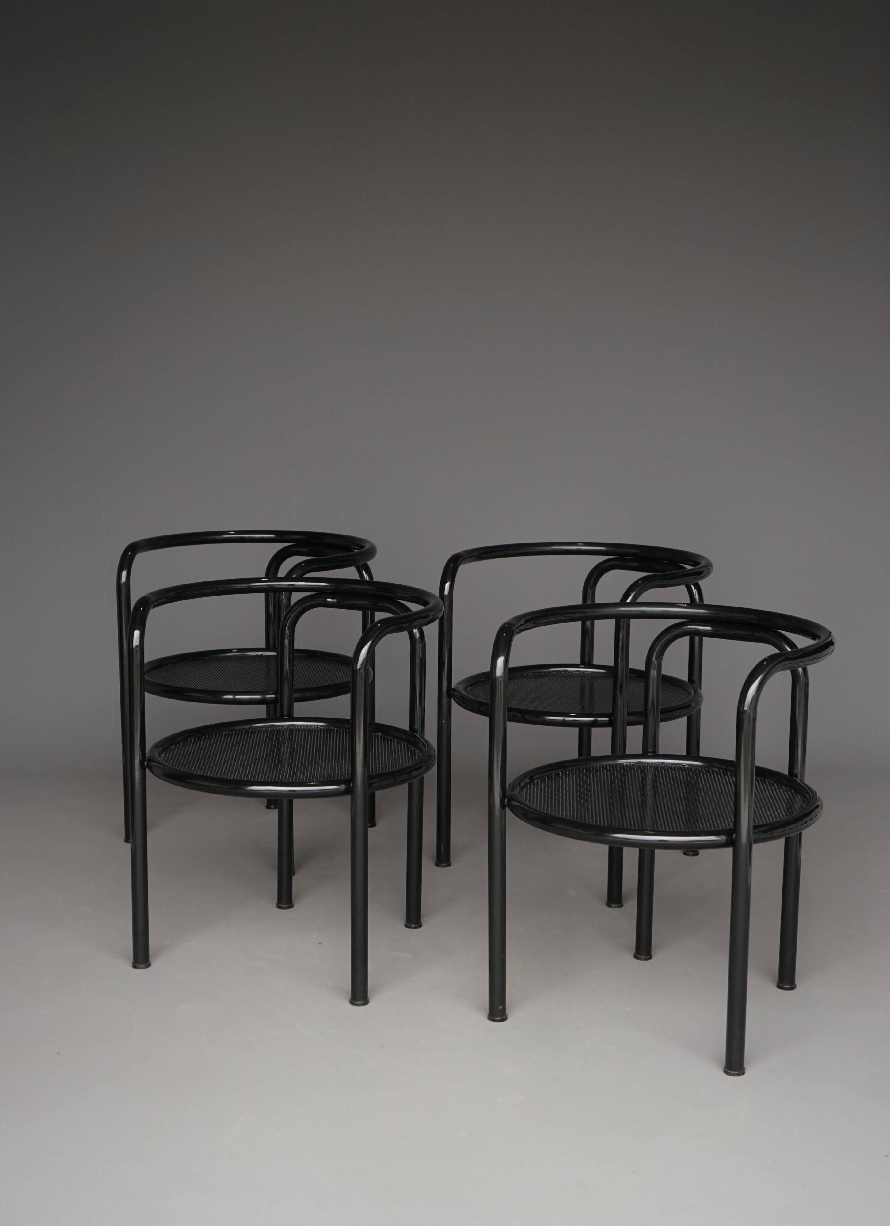 Set of 4 black 'Locus Solus' chairs by Gae Aulenti for Poltronova, 1960s