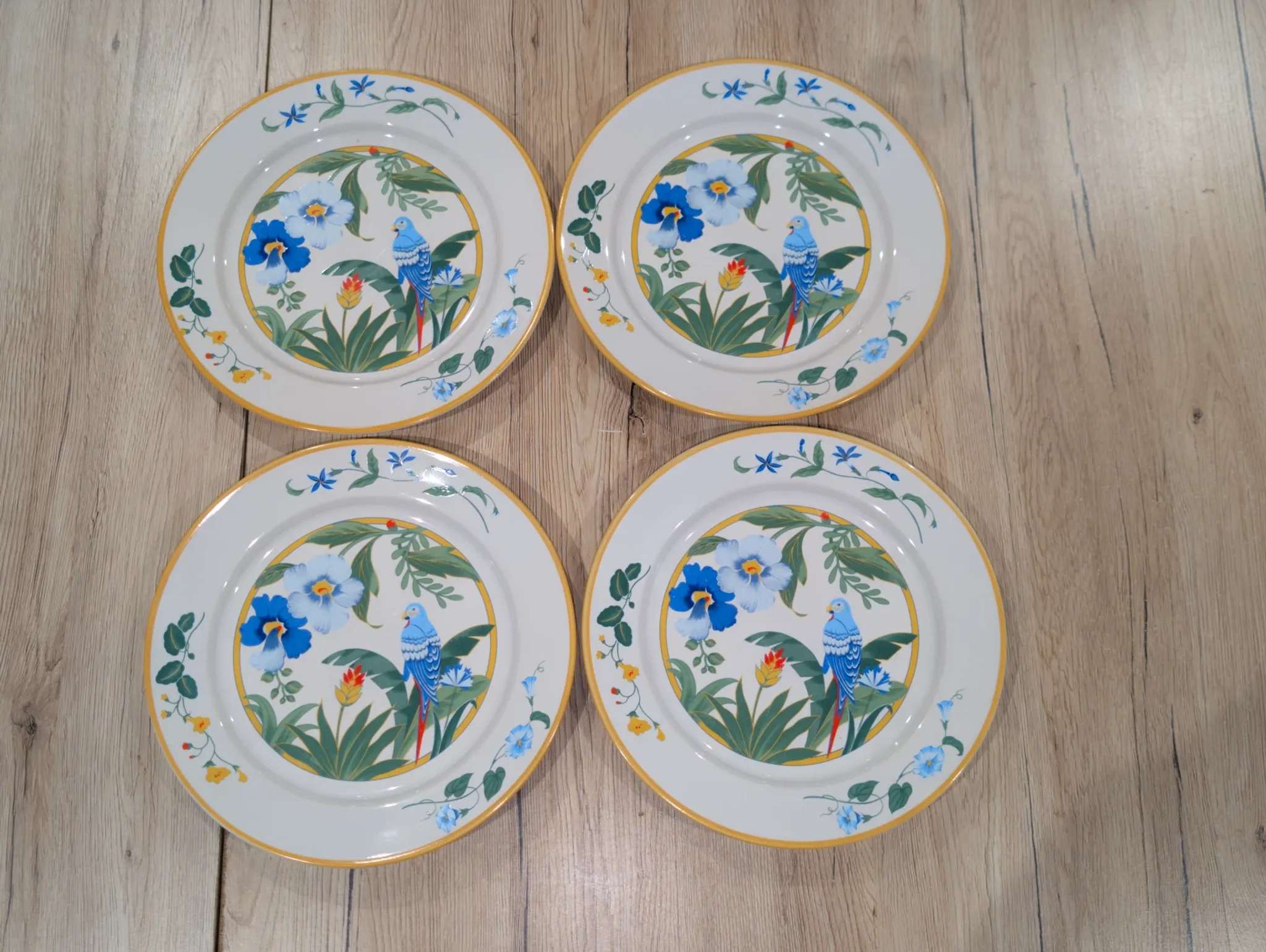 Lot of 4 Large Flat Plates Porcelain ARA Pier Import