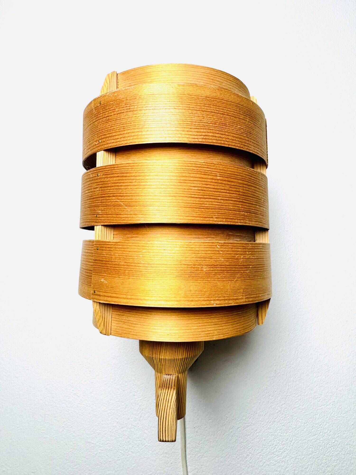 Mounted Pine Veneer Wall Lamp By Hans-Agne Jakobsson For Markaryd, Sweden 1960S