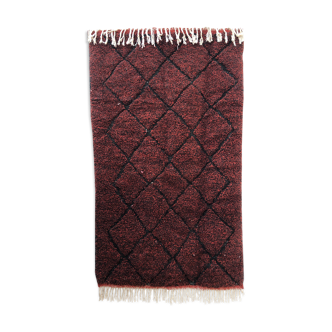 Moroccan Berber carpet Beni Ouarain speckled burgundy and black 2.08x1.26m