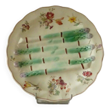 Assiette a asperges faience longchamp barbotine terre de fer