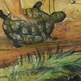 Assiette antique peinte à froid Cupino fin 19e siècle Italie majolique