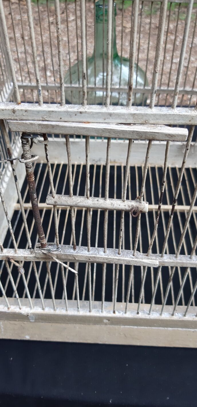 large wooden and iron birdcage 1930s