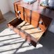 Commode teck poignées cuir 1960