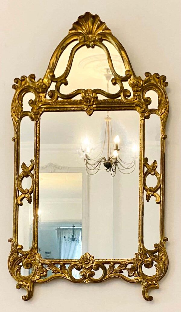 Miroir décoratif doré avec double cadre Louis XIV st., France XXe siècle