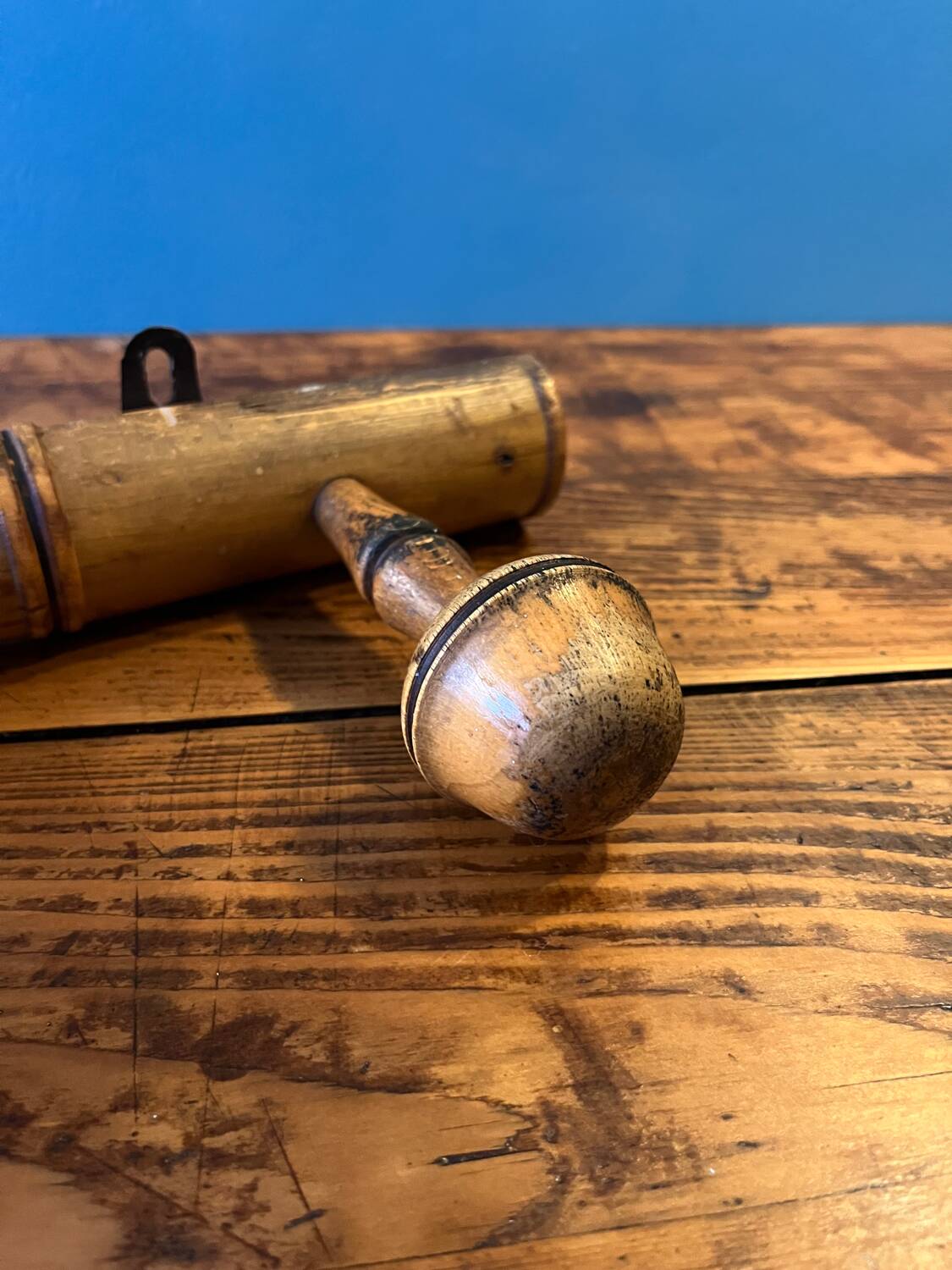 Wooden coat rack from the 60s with 3 hooks