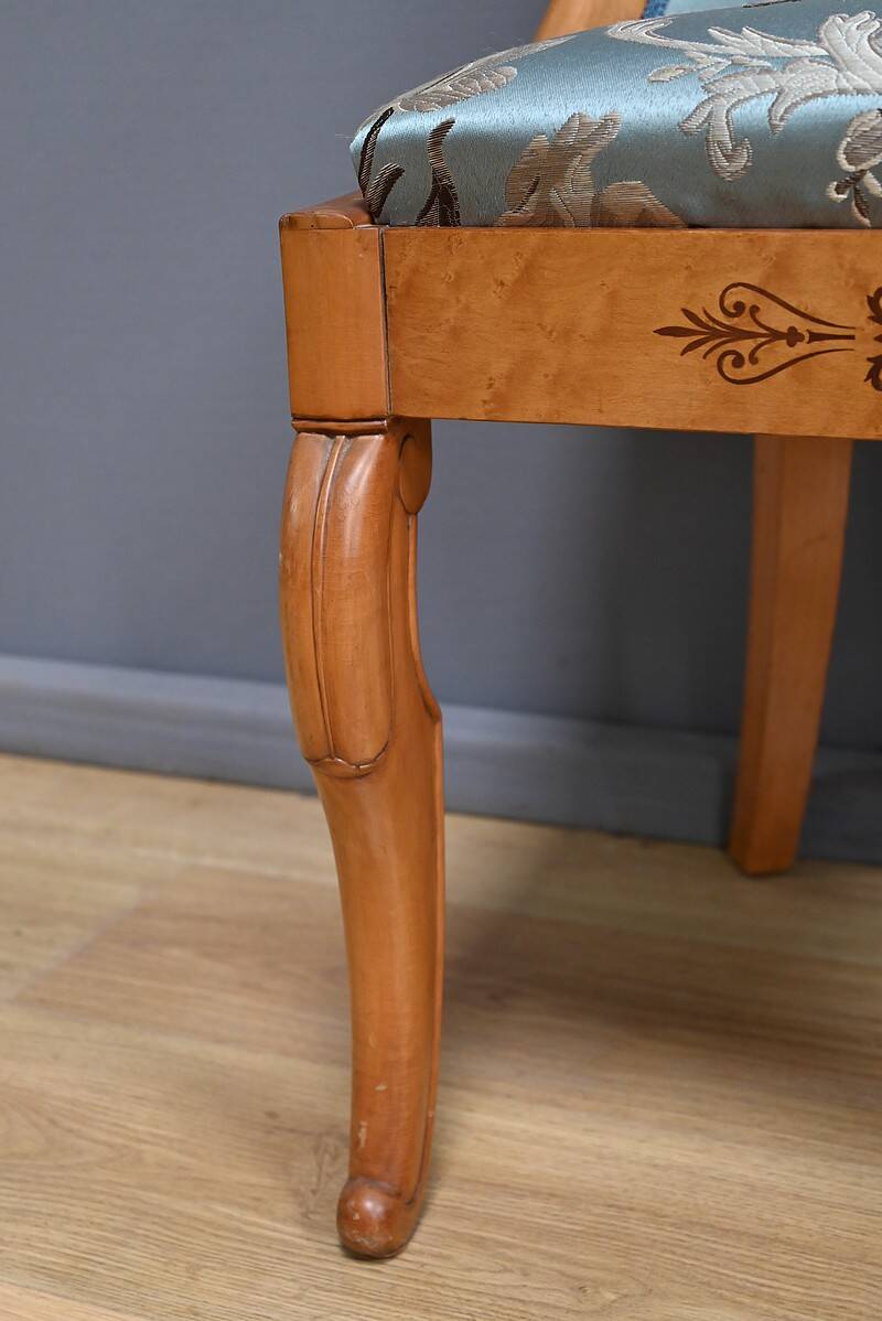 Gondola Chair in Cherry and Speckled Maple, Charles X Style – Mid-20th Century